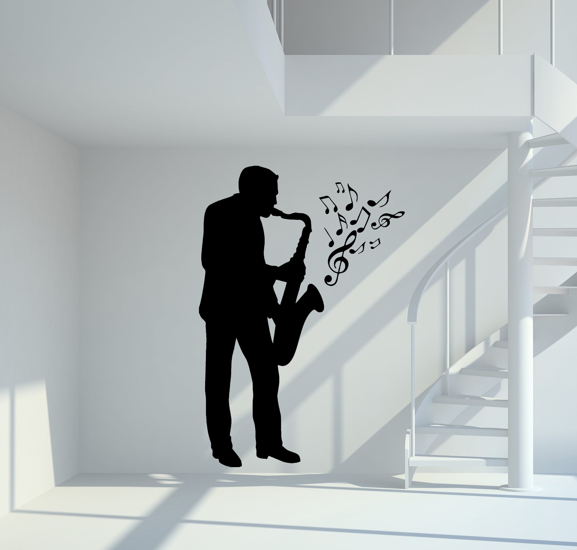 Saxophon mit Noten Wandtattoo